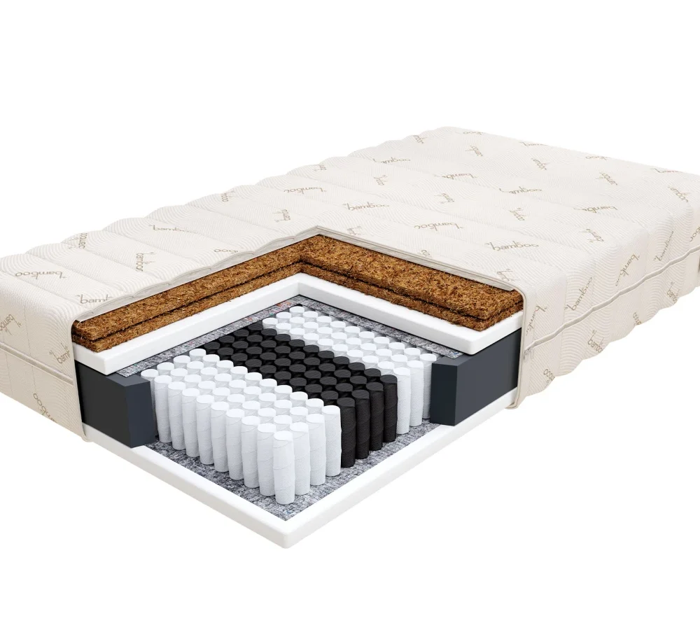 Materac multipocketowy GRADO podwójny kokos - 100 x 200 - H4 twardy / H5 bardzo twardy - 19 cm