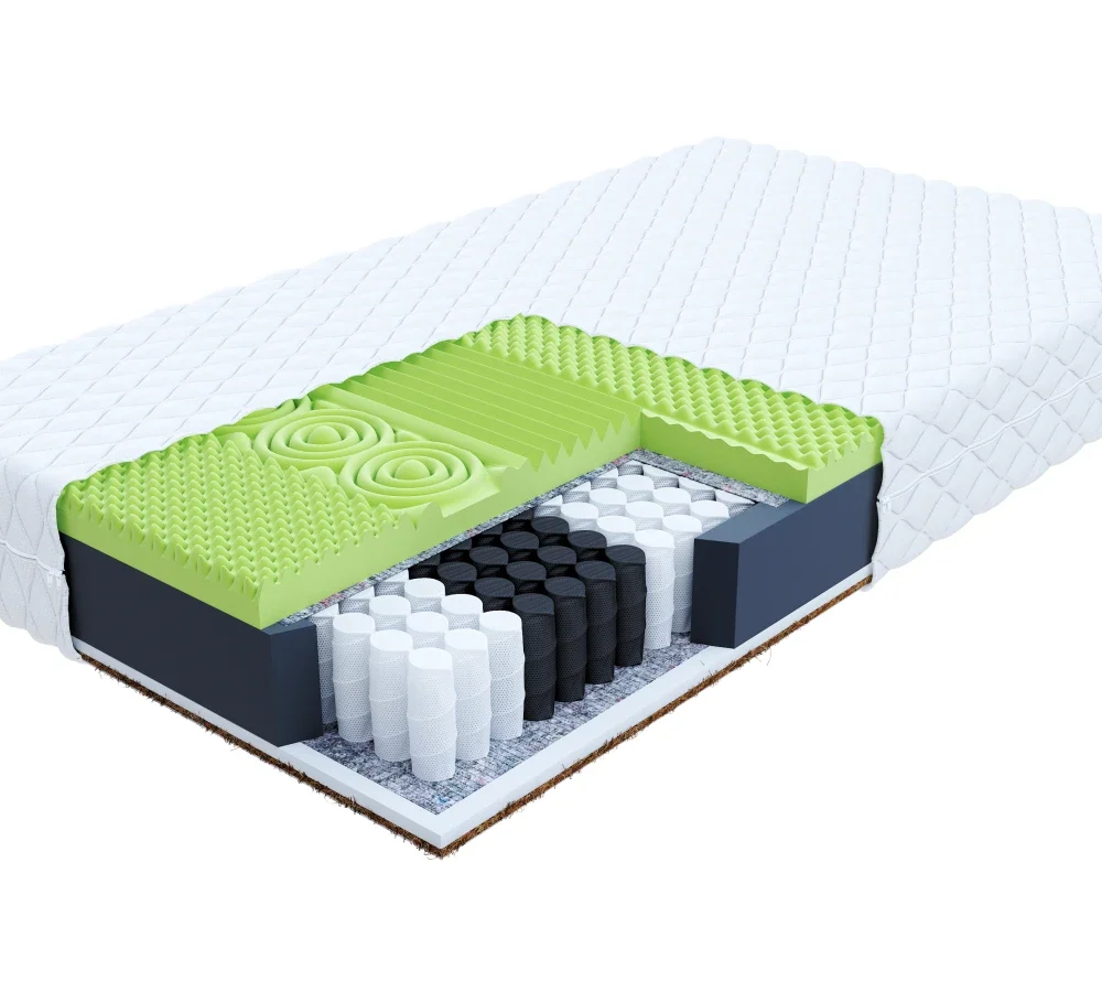 Materac kieszeniowy VASTO pianka, kokos - 100 x 200 - H4 twardy / H3 średnio twardy - 20 cm