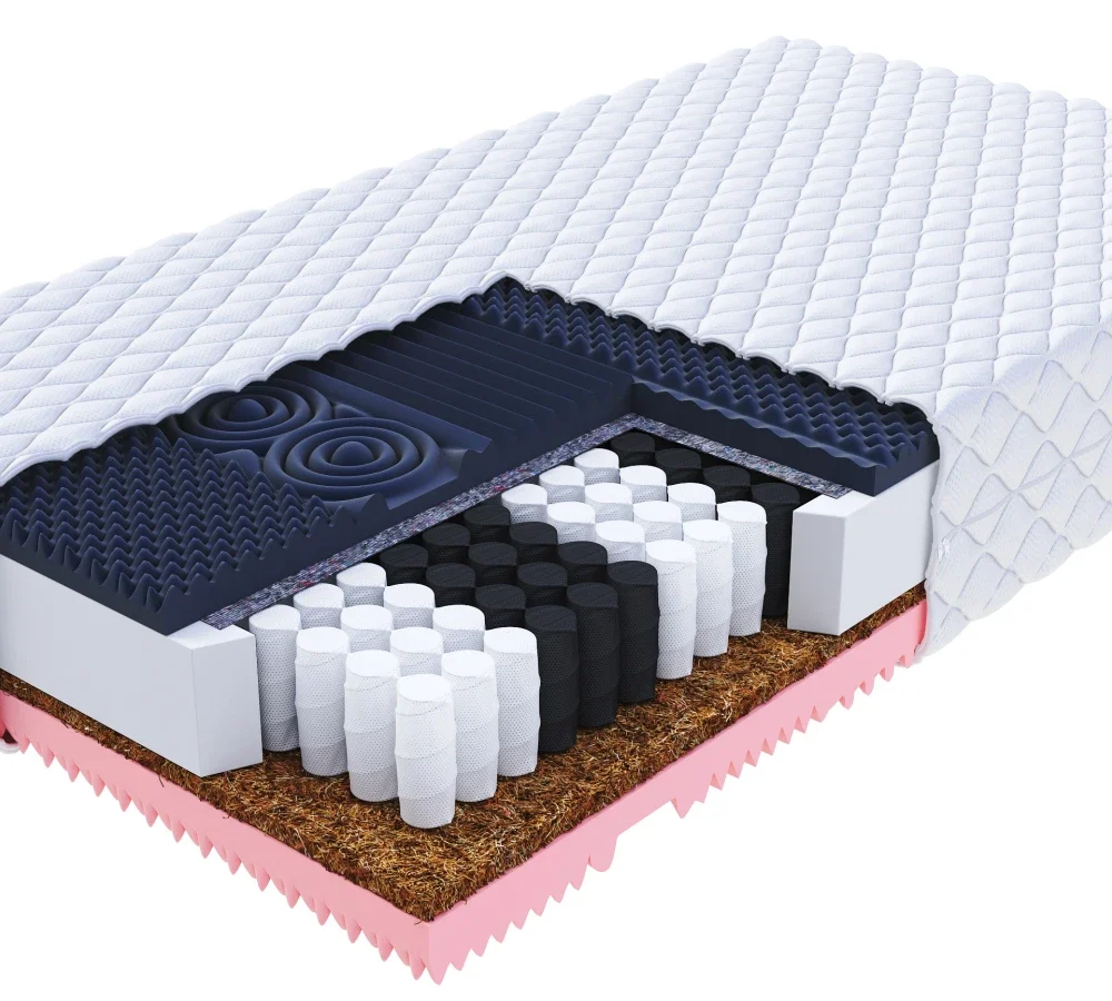 Materac kieszeniowy GINASO visco, kokos, pianka HR - 100 x 200 - H4 twardy / H3 średnio twardy - 22 cm