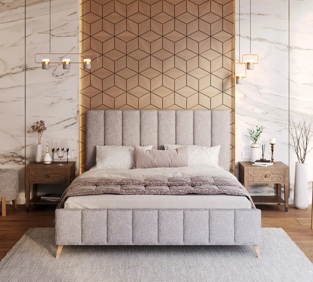 Łóżko tapicerowane FRASCA tkanina Boucle - 120x200 - BOUCLE - Czarny