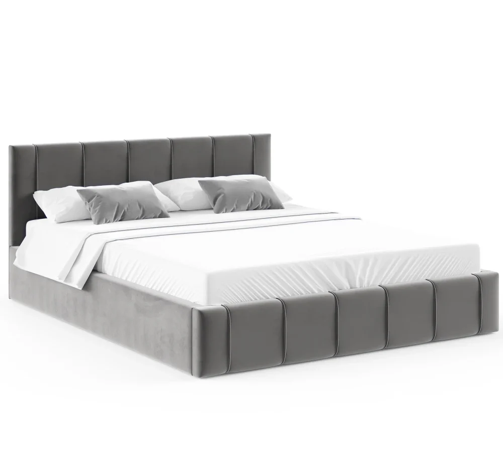 Łóżko tapicerowane FLORIDA z pojemnikiem i stelażem podnoszonym - 140x200 - PARIS - Anthracite