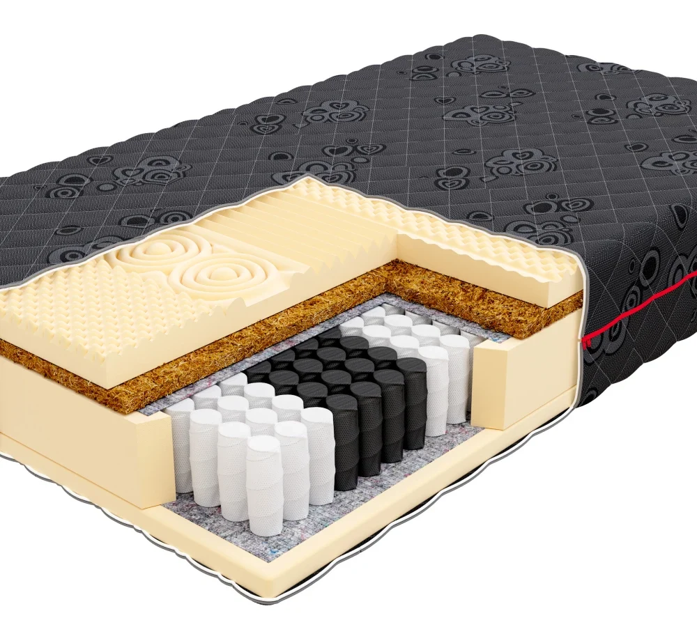 Materac kieszeniowy NEON kokos, profilowana pianka HR - 100 x 200 - H3 średnio twardy - 24 cm