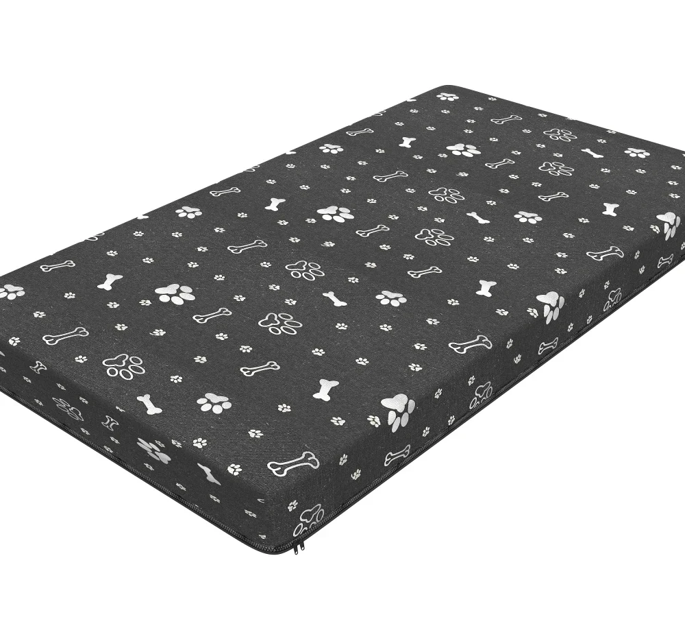 Legowisko dla psa średnie 101x55 cm wodoodporne, z tkaniną antypoślizgową Grubość: 4 cm, Wzór pokrowca: Srebrne łapki