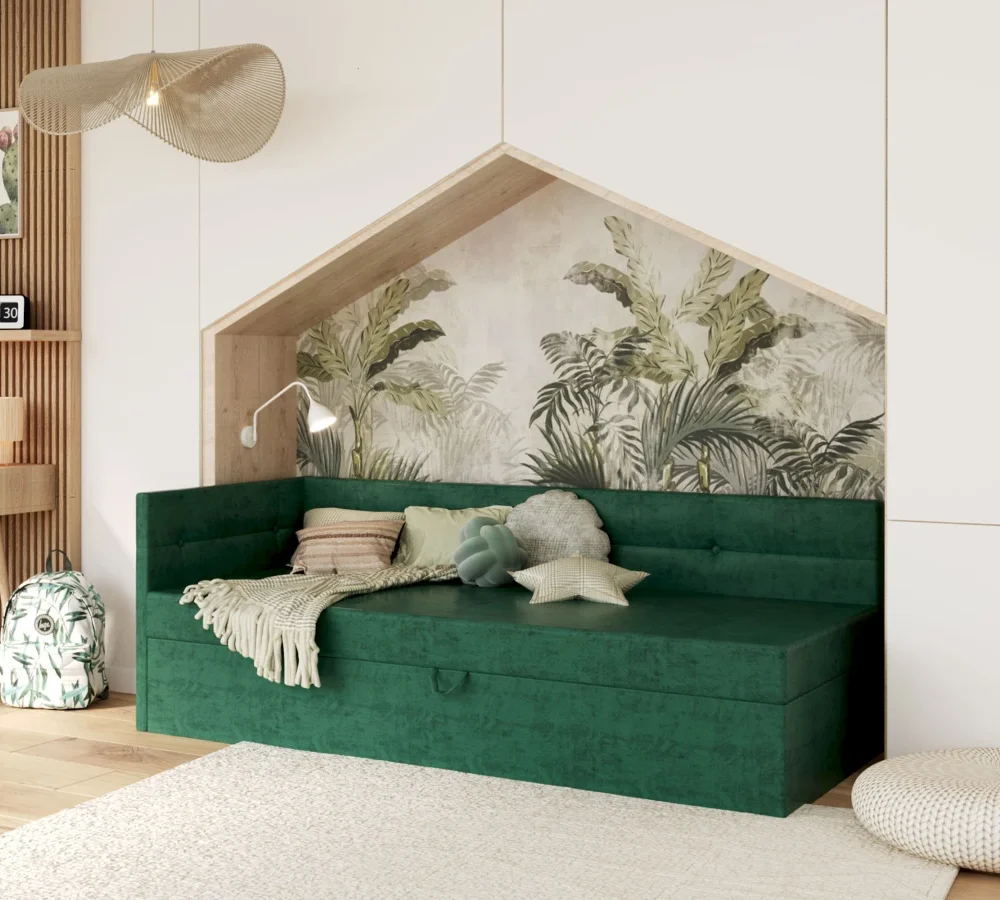 Łóżko tapicerowane BILLY TRINITY rama, pojemnik na pościel - 120x200 - TRINITY - Czarny