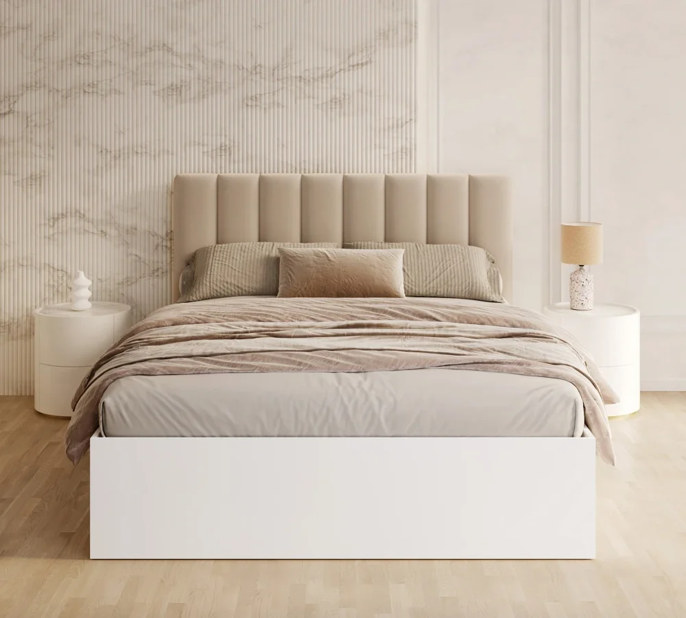 Łóżko do sypialni GRENADA białe z pojemnikiem i stelażem podnoszonym - 120x200 - TRINITY - Czarny