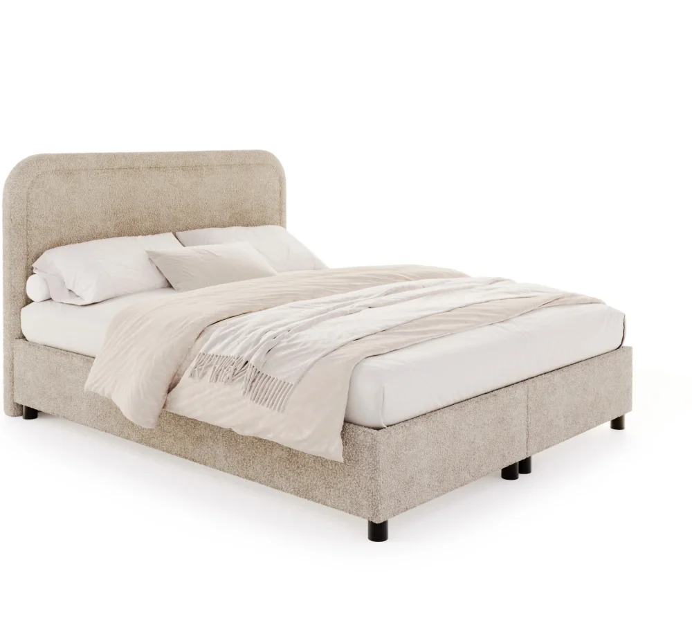 Łóżko tapicerowane BALETTO z pojemnikiem i stelażem podnoszonym - 140x200 - CLEO - Szary