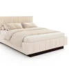 Łóżko lewitujące tapicerowane LEVITO z pojemnikiem i stelażem podnoszonym - 160x200 - BOUCLE - Miodowy