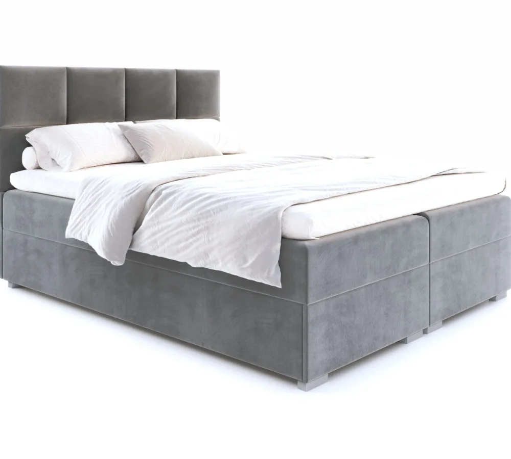 Łóżko kontynentalne PORTLAND podnoszony stelaż, 2 pojemniki na pościel - 140x200 - PARIS - Anthracite