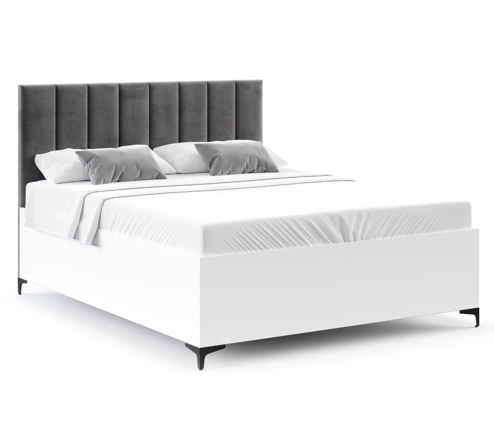 Łóżko do sypialni SIERRA białe z pojemnikiem i stelażem podnoszonym - 180x200 - PARIS - Anthracite