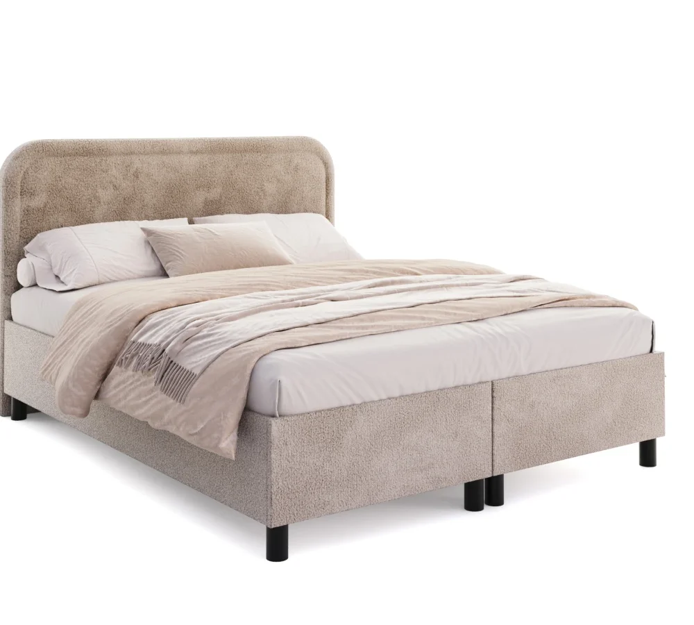 Łóżko tapicerowane BALETTO z pojemnikiem i stelażem podnoszonym - 140x200 - CLEO - Szary