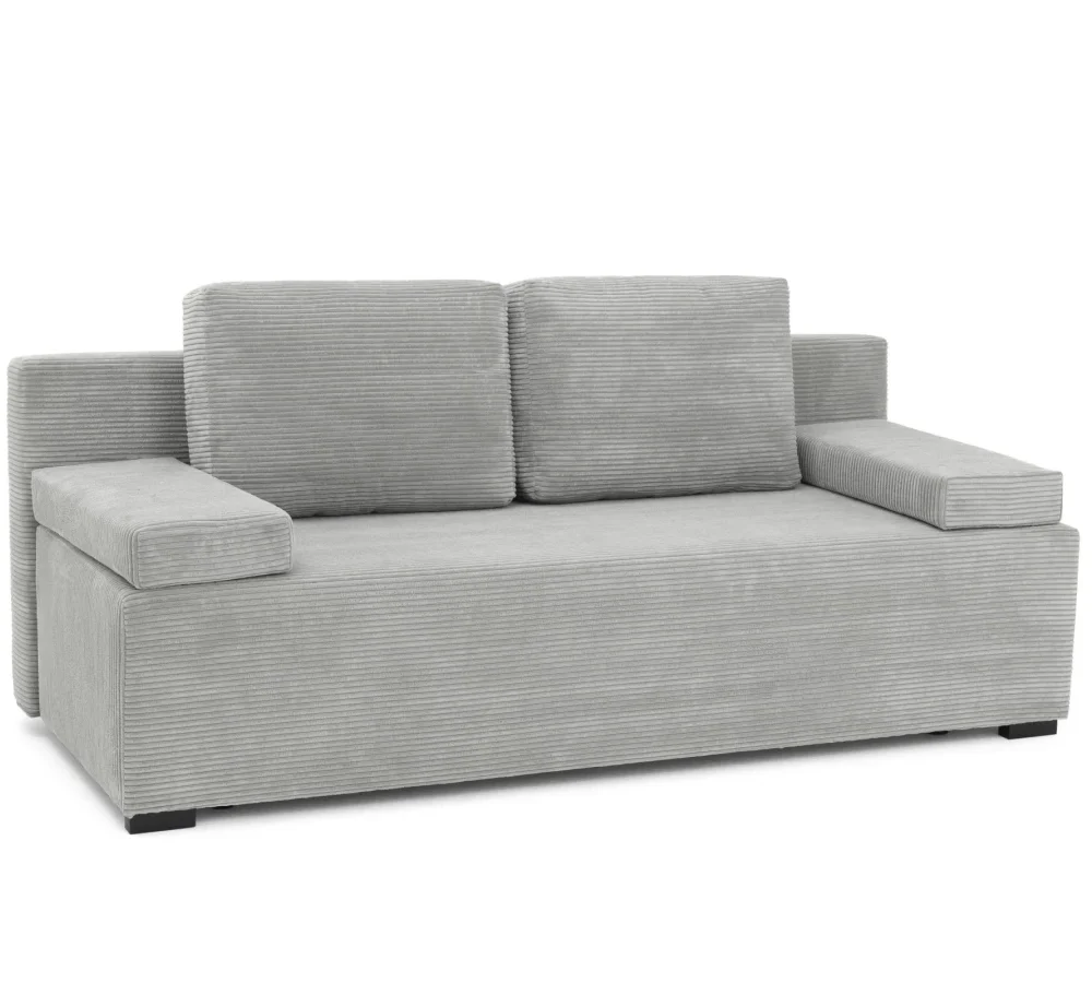 Sofa LINEA rozkładana, z poduszkami, tkanina: sztruks - 202x87 - SZTRUKS - Czarny