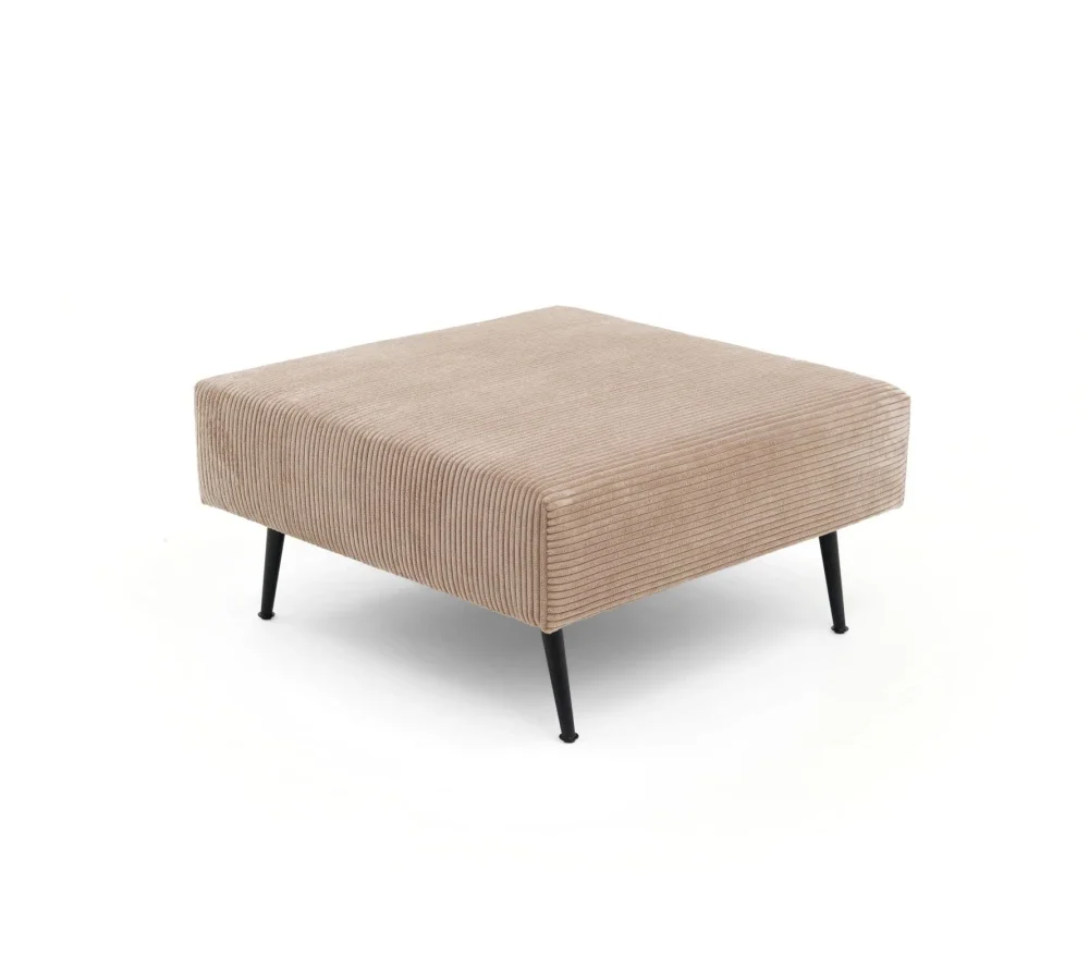 Pufa tapicerowana MIRANO do narożnika modułowego, tkanina sztruks - 80x80 - SZTRUKS - Czarny