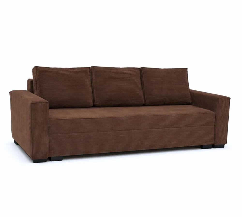 Sofa ELANO rozkładana, z poduszkami, tkanina: sztruks - 234x92 - SZTRUKS - Czarny